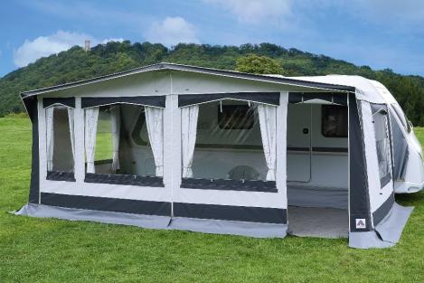 Detail PVC-Dach 500 g/m² Bornholm Vorzelt, Nähte verschweißt, regenfest