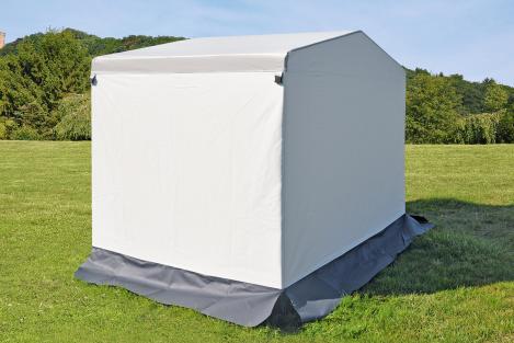 Innenraum Gerätezelt Weser, Abstellfläche für Grill und Campingkisten